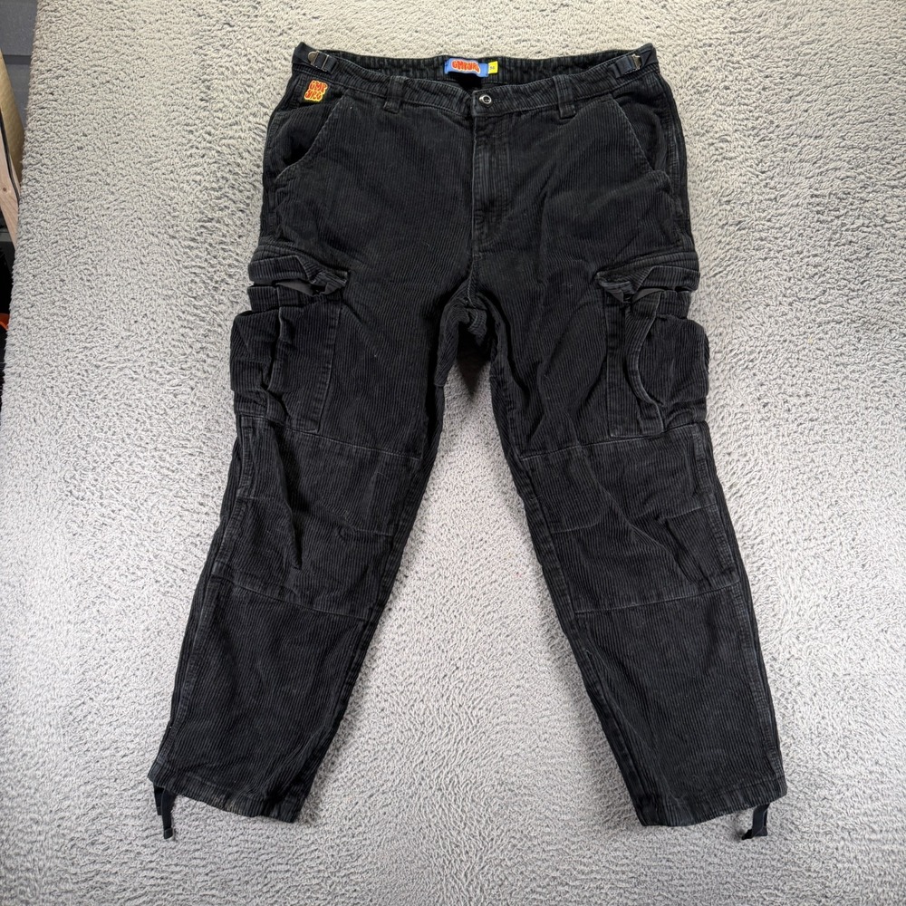 VTG Empyre Pant Mens 36x27 Black Cotton Corduroy Cargo Straight Utility Workwear